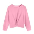 thumbnail image 1 of Plebaso Chandail en Molleton Garçons Filles Torsadé devant Manches Longues Hauts Enfants Décontracté Col Rond Couleur Unie Pull Vêtements, 1 of 7