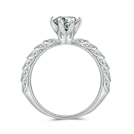 1 Carat Moissanite Ring, Sterling Silver Jewelry for Women