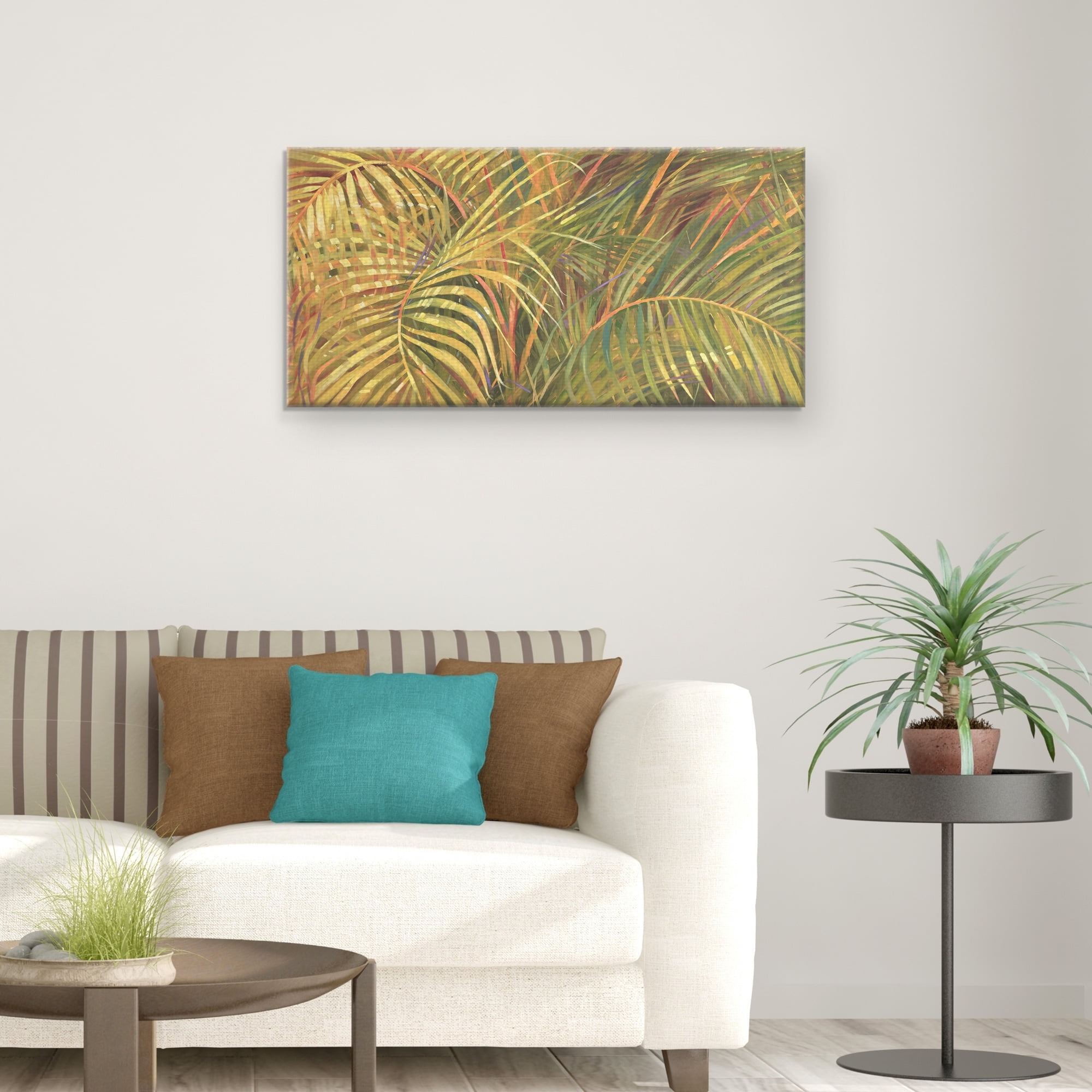Masterpiece Art Gallery Tropical Leaves Light by Darrell Hill Canvas Art Print 17" x 34"