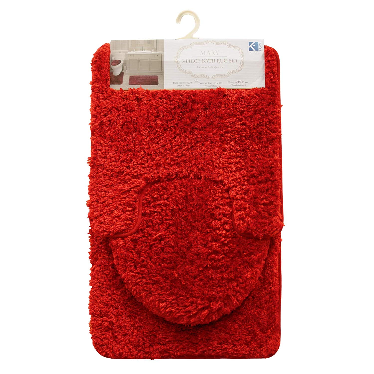 3PC BATHROOM SET RUG CONTOUR MAT TOILET LID COVER SOLID COLOR BATHMAT MARY - Picture 49 of 66