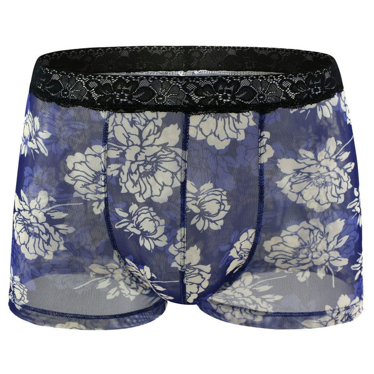 AnuirheiH Men's Lingerie Underwear Boxer Briefs Printed Transparent Lace  Breathable Underwear On Sale