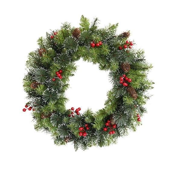 Eoozwa Christmas Wreath Door Wreath with Winter Wreath with Big Pine Cone Red Berries Christmas Reef for Indoor Outdoor Wreaths for Table Fireplaces Porch Walls Window Wreaths Home Decor