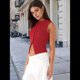 thumbnail image 5 of Chaleco de Mujer Sin Mangas, Cuello Redondo, Corte Ajustado, Acanalado, con Botones, Rojo, Talla L, 5 of 9