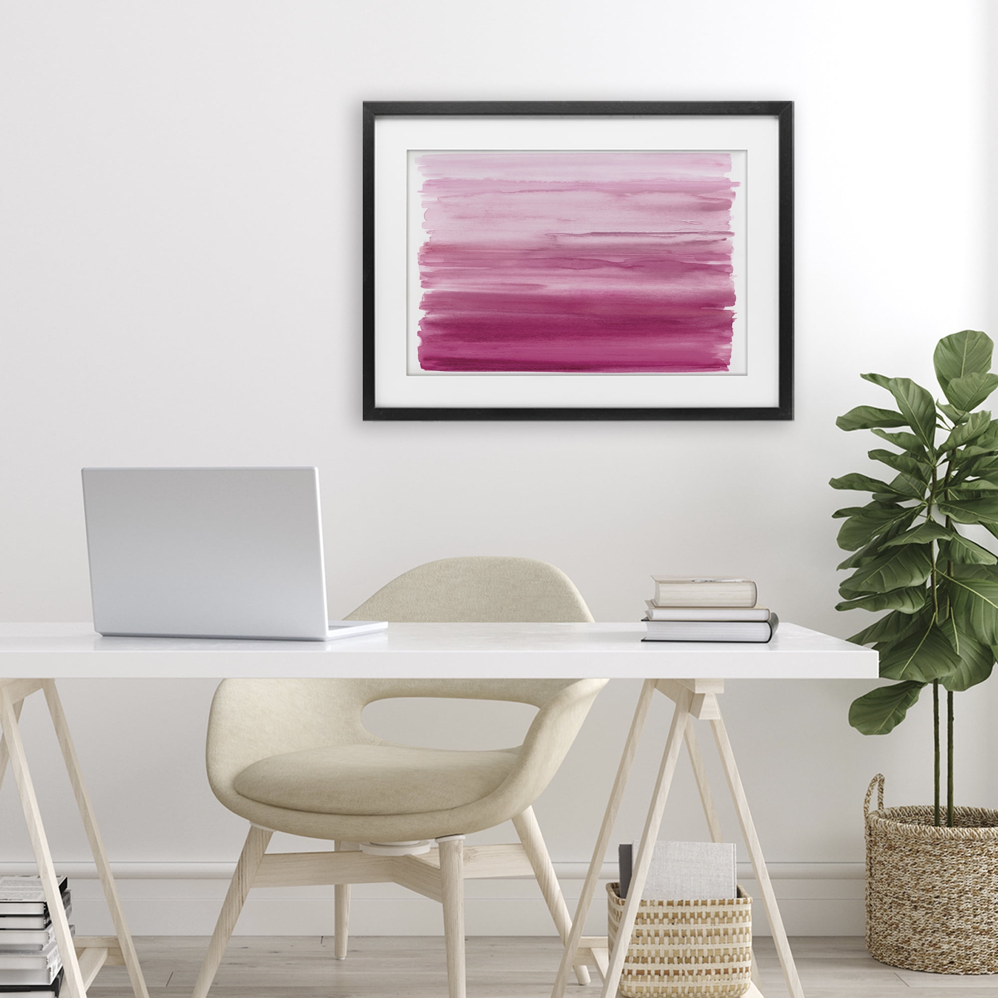Stupell Industries Ombre Pink Blush Black Framed Print Under Glass, design by Allie Corbin