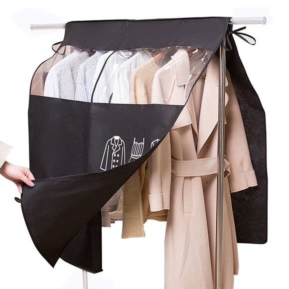 DEBGFS Garment Rack Cover 35*43in Dustproof Clothes Rail Cover Breathable Clothes Shoulder Rack Cover with Clear Window Floor Clothes Rack Cover for Shirts Suit Coat Dress Home(Beige/Black),black