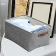 thumbnail image 4 of Foldable Fabric Storage Basket, Large Capacity Cloth Organizer Bin for Home, Clothing, Toys, and Miscellaneous Items | Portable Handle Design, Easy-Clean Gray Storage Box, 14.17x10.24x6.3 Inch, 4 of 6