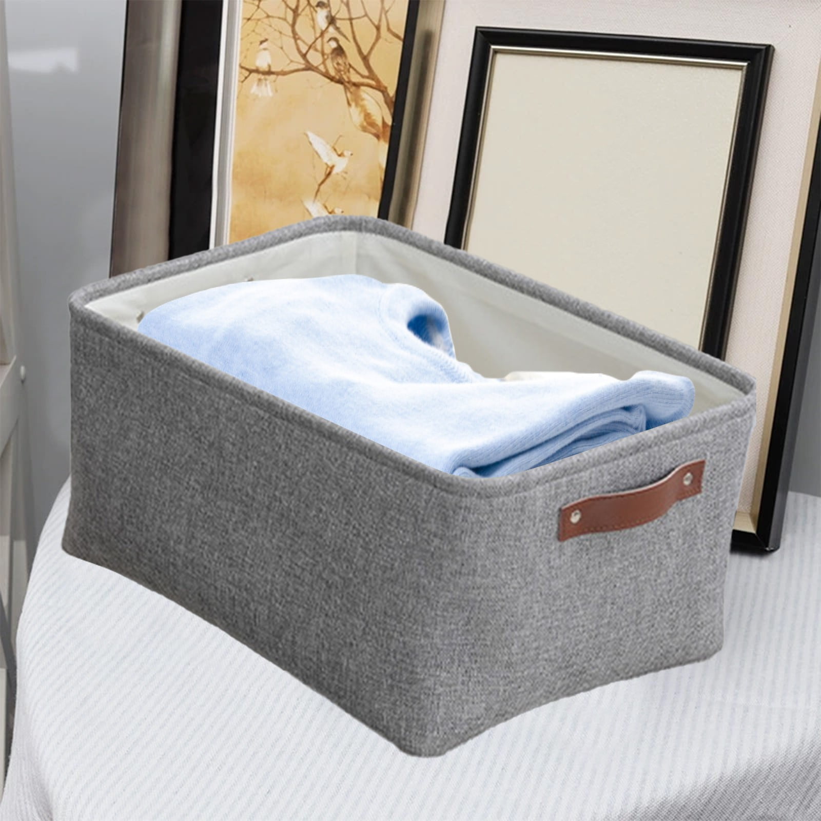 Fabric Collapsible Storage Bin Rectangular Fabric Organizer with Carry Handles for Closet Clothes Toys and Shelves Modern Home Decor
