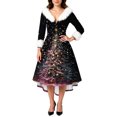thumbnail image 4 of Christmas Dresses for Women Women's Fashion Elegant Autun And Winter Long Sleeve V-Neck Christmas Print Dress for Holiday Party,Wine,L, 4 of 5