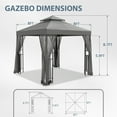 thumbnail image 4 of EAGLE PEAK 8' x 8' Outdoor Patio Gazebo, Steel Metal Gazebo With Soft Top Double Roof Canopy with Netting, Gray, 4 of 9