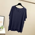 thumbnail image 2 of Olyvenn Womens Casual Solid Color Tees Shirts V-Neck Batwing Sleeves Sport Blouses Basic Loose Fit Breathable Comfy T-Shirt Blue 10, 2 of 3