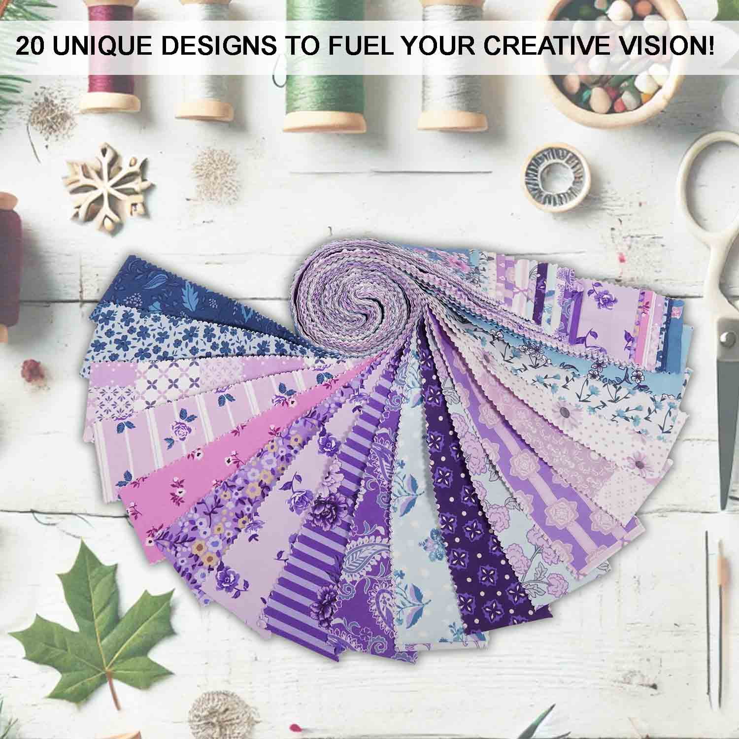 Jelly Roll 40 Strip Assorted Bundle, Fabric Strips for Quilting, Crafting, and Sewing, 100% Cotton 2.5" Fabric Jelly Roll Bundle For Scrapbooking, Precut Quilt Projects, DIY Crafts - Floral Fusion