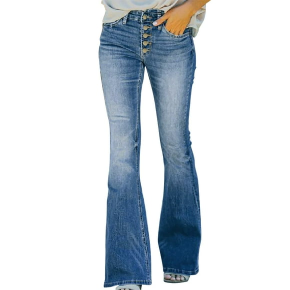 Ketyyh-chn99 Jeans for Women High Waist Boyfriend Jeans y2k Women's Strtchy Bootcut Flare Denin Jeans Sky Blue,S