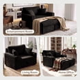 thumbnail image 3 of Marrber Black 52” 3-in-1 Convertible Pull-Out Sofa Bed Sleeper Loveseat with Reclining Backrest, Built-in Cup Holders, Pet-Friendly Corduroy Sofa for Small Space, 3 of 8