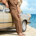 thumbnail image 6 of Horkkom Linen Pants Men Breathable Elastic Waist Solid Color Pants Summer Loose Casual Pants with Pockets S, 6 of 10