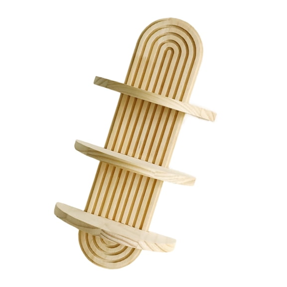 3 Tiered Arched Wooden Wall Shelf For Plant Books Display Floating Rack Decors Space Saving Home Storage Organizers