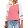 thumbnail image 1 of Top marrón,Blusa informal de manga 3/4 para mujer, cuello redondo, estampado, mezcla de poliéster y elastano, corte holgado para estar en casa, sopatenor, 1 of 7