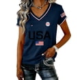 thumbnail image 3 of CUKOLSXA America 250th Shirt, Short Sleeve Shirts for Women, Women's Casual Fashion V-Neck Sports Independence Day Print Short Sleeve Sports T-Shirt Top, Dark Blue, L, 3 of 4