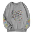 thumbnail image 6 of Oiyii Big Girl's Christmas Bow Graphic Sweatshirt Long Sleeve Crew Neck Sweatshirts Holiday Pullover Top,Grey, 6 of 6