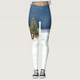 thumbnail image 2 of Gibobby Medias Afelpadas de Polar Pantalones estampados navideños personalizados para mujer, mallas ajustadas personalizadas para mallas para correr, mallas navideñas de muñeco (Aqua, M), 2 of 5