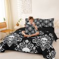 thumbnail image 4 of Homewish Spooky Halloween Skull 7pcs Queen Bedding,Baroque Damask Bedding Comforter Set Queen,Black White,Black Reversible, 4 of 8