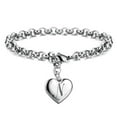 thumbnail image 1 of Pulseras con iniciales para adolescentes Pulseras con corazón de acero inoxidable para mujeres 26 letras Alfabeto Pulsera Regalos de joyería para niñas adolescentes, 1 of 8