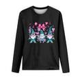 thumbnail image 3 of CLOISE Breast Cancer Shirts Women Long Sleeve Crewneck Shirts Gnomes Ribbon Oversized Breast Cancer Fight Tops Cute Comfort Tshirts Cancer Survivor Gifts Outfits Black L, 3 of 4