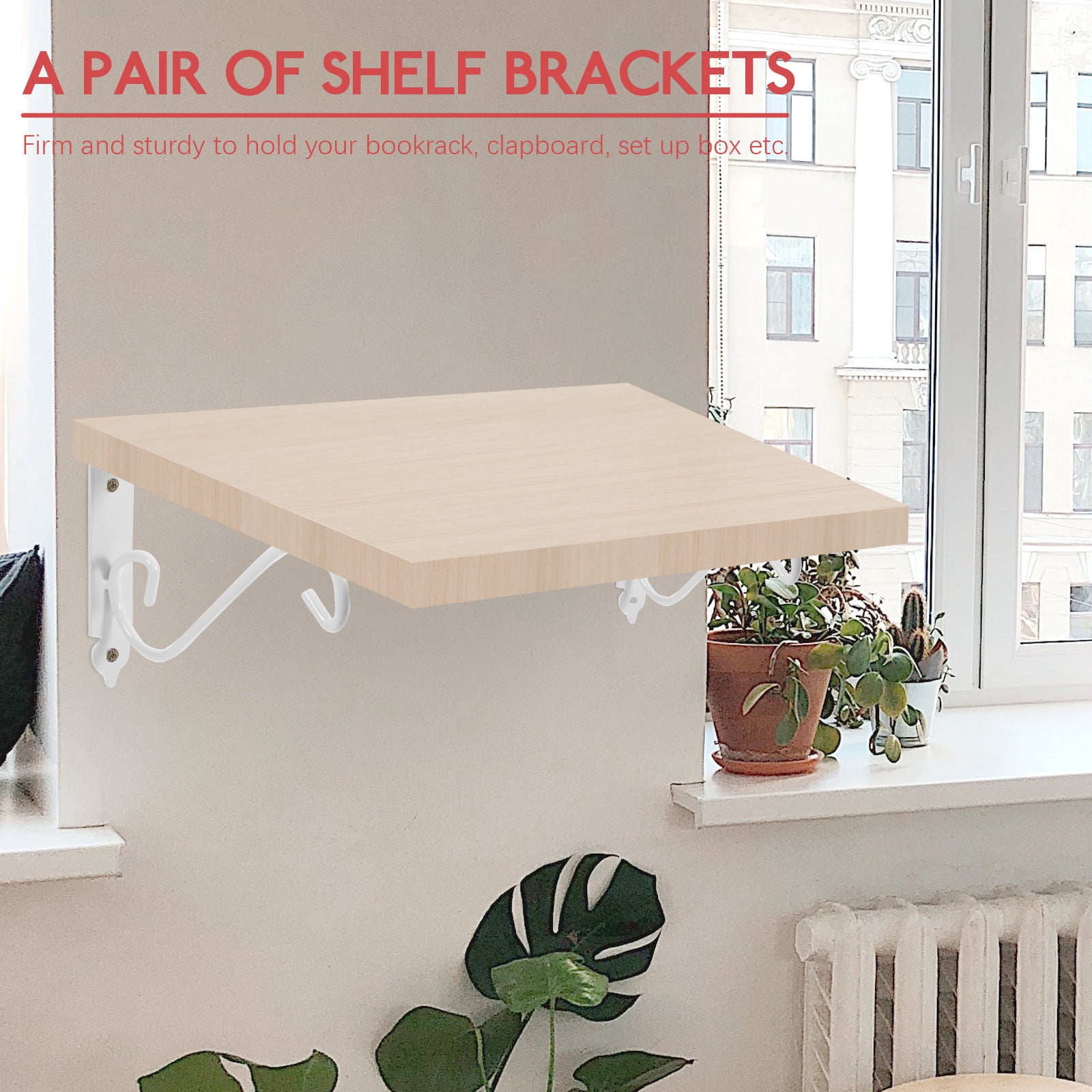FOLOYORI 4Pcs White Floral Pattern Wall Brackets Firm Support for Home Shelf Installation