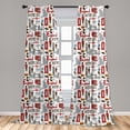 thumbnail image 5 of Ambesonne London Curtains, Fun Colorful Sketch, Pair of 28"x84", Multicolor, 5 of 5