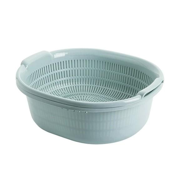 Mouliraty Plastic Double Dishwashing Basket Draining Basket Kitchen Basket Household Fruit Bowl Multifunctional Round Dishwashing Basin Fruit Basket