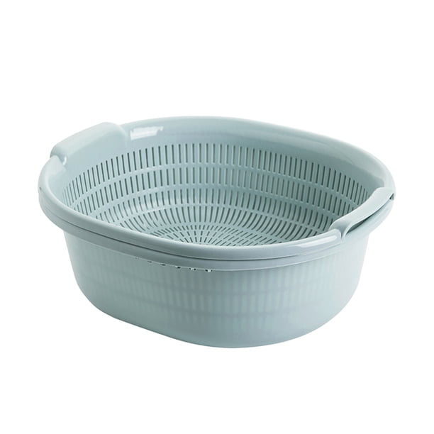 Yhmxh Utensilios de cocina Cesta de plástico doble para lavavajillas, cesta de drenaje, cesta de cocina, frutero para el hogar, cuenco redondo multifuncional para lavavajillas, cesta de frutas