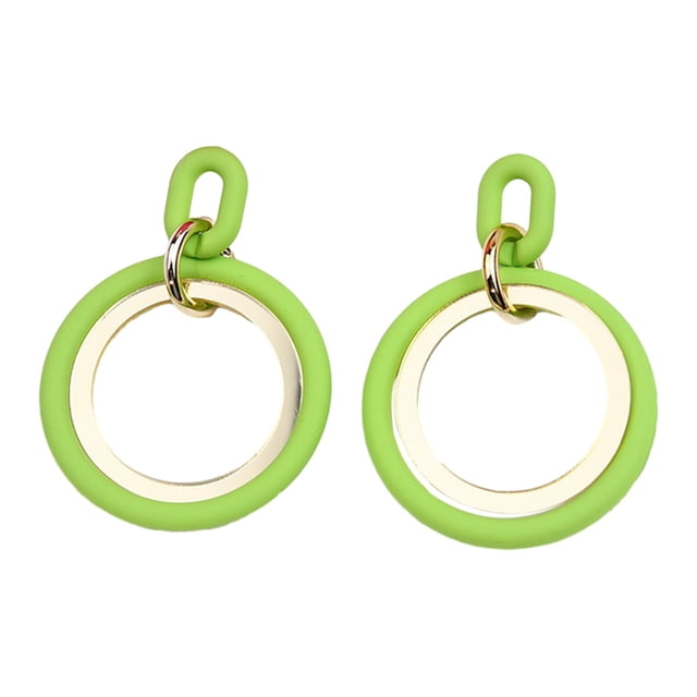 Kkkded Candy-colored Drop Earrings Circle Stitching Hollow Stud Earrings - Acrylic Hoop Splicing, Colorful Contrast Geometric, Lightweight Dangle Jewelry