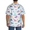 thumbnail image 3 of Uemuo Dinosaur Pattern Cotton Linen Short Sleeve Shirts,Casual Lightweight Button Down Shirts,Vacation Beach Summer Tops-Medium, 3 of 7