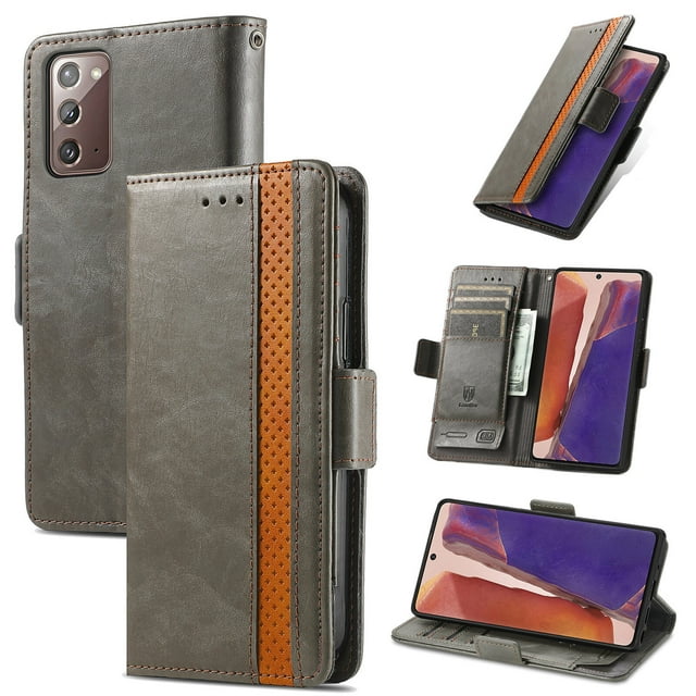 Étui pour Samsung Galaxy Note 20 5G Housse Portefeuille en Cuir Folio Design Livre Rabat Fermeture Magnétique - Gris