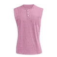 thumbnail image 4 of LODIENY Tank Tops Henley Shirts for Men Sleeveless Gym Workout Running Beach Summer Vintage Button Down V Neck Solid Muscle T-Shirts with Pockets Pink XXL, 4 of 7