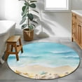 thumbnail image 3 of Round Rugs 3.3 Ft, Blue Waves Non Slip Area Rugs for Kitchen Bedroom Entryway, Summer Beach Starfish Washable Carpet Runner Rug Floor Mats for Bedroom Home Decor Coastal Nautical Ocean, 3 of 9