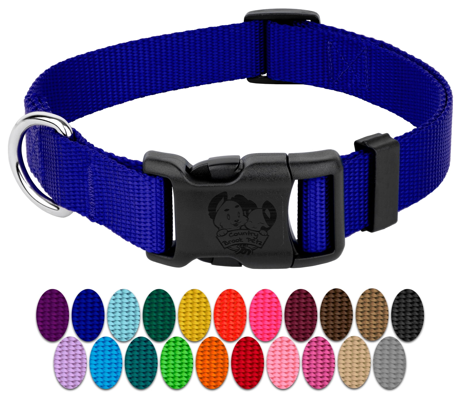 Country Brook Petz® American Made Deluxe Bright Royal Blue Nylon Dog Collar, Small