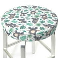 thumbnail image 3 of Xecao's Bears and Tropical Leaves Print Stool Covers offer stylish, washable protection for PU round bar stools, perfect for home or commercial use., 3 of 7