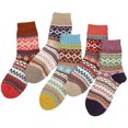 thumbnail image 1 of 5 pares de calcetines cálidos para mujer, calcetines de cabina de invierno para mujer, calcetines estampados vintage calcetines gruesos y acogedores, 1 of 5