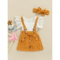 thumbnail image 3 of Jxzom Newborn Baby Girl Summer Outfits 3 6 12 18 Months Flying Sleeve Ribbed Romper Suspender Skirt Headband 3Pcs Clothes Set, 3 of 7
