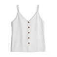 thumbnail image 5 of Tank Tops for Women Plus Size Women V Neck Button Front Spaghetti Strap Linen Tank Tops Loose Breathable Casual Summer Boho Sleeveless Tops White L, 5 of 7