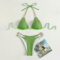 thumbnail image 5 of UTSJKR Deals Women's Micro Triangle Bikini Set Cut Out Chain Two Piece Bathing Suit Retro 2 Piece Swimsuits Sets Cute Holiday 2025 Summer Fashion Green S, 5 of 5