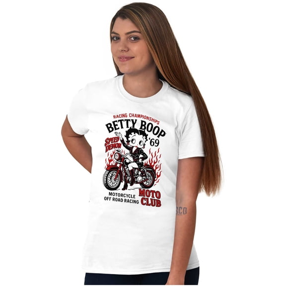 Betty Boop Motorcycle Racing Champ Short Sleeve Women's Graphic Tee Brisco Brands S