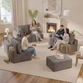 thumbnail image 2 of Lacoo Open Modular Sofa Set, Soft Corduroy Upholstered Modular Sectional Couch with Accent Pillows, Flexible Seating for Family & Guest, Gray, 2 of 7