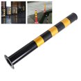 thumbnail image 4 of Heavy-Duty Cold Rolled Steel Safety Bollard Post - 29.5 Inches Height, 3 Inches Diameter, 5.1 Inches Base Diameter - Black and Yellow High-Visibility Warning Color with Rounded Edges for Parking, 4 of 6