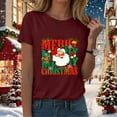 thumbnail image 6 of larppty Merry Christmas Shirts for Women Xmas Santa Shirt Short Sleeve Casual Graphic Print T Shirt (Wine, 3XL), 6 of 8