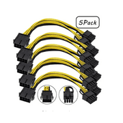 OUSITAID 5 Pack PCI-E PCI Express ATX 6Pin Male to Dual 8Pin & 6Pin Female Video Card Extension Splitter Power Cable (6 Pin + 2 Pin)-8 Pin to Dual 8 Pin