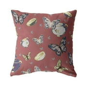Butterflies and Bowls Indoor/Outdoor Pillow with Removable Cover in Muted Orange26x26