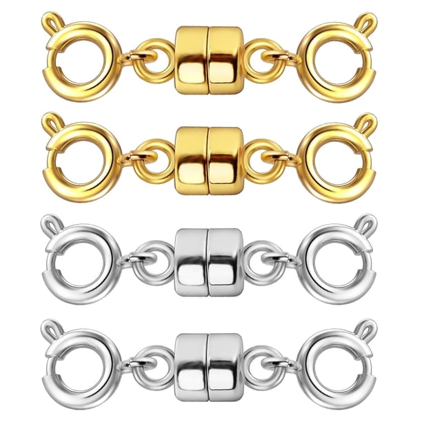 4 Uds. De cierres y cierres magnéticos dobles para collar, extensor de pulsera dorado y plateado, convertidores de cierres de joyería para fabricación DIY