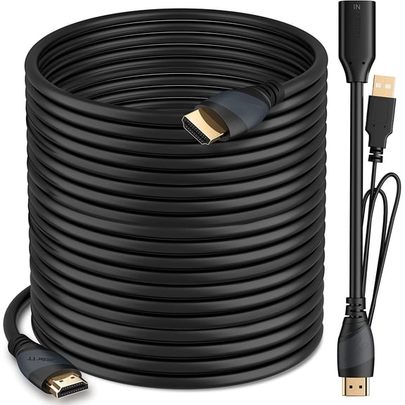 GEARit 4k HDMI Cable (100 ft) Black - In-Wall CL3 Rated with Signal Booster