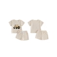 thumbnail image 2 of BemeyourBBs Toddler Baby Boys Summer Clothes Waffle Knit 2 Pieces Outfits Cute Tractor Embroidery Short Sleeve T Shirt Tops and Pockets Shorts Set, 2 of 9